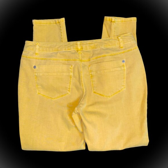 Sz.7/8*Rue 21*Yellow/Tan Denim Ripped-up Skinny Jeans - Picture 4 of 4